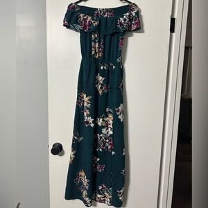 Maurices Teal and Floral Smocked Dress